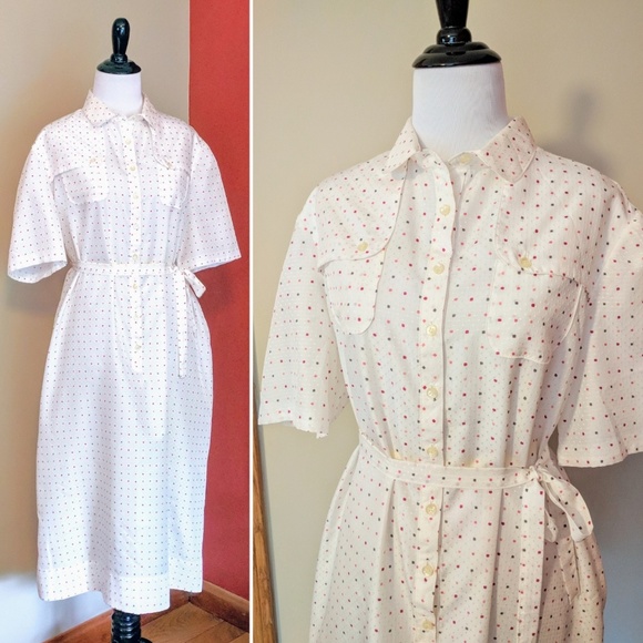 Vintage Dresses & Skirts - Adorable vintage shirt dress with tiny dots